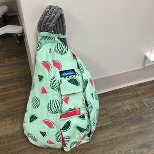 Kavu Green Pink Watermelon Polka Dot Sling Bag Backpack Strap Rope Summer Fruit